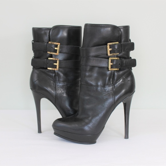 michael kors black leather heels
